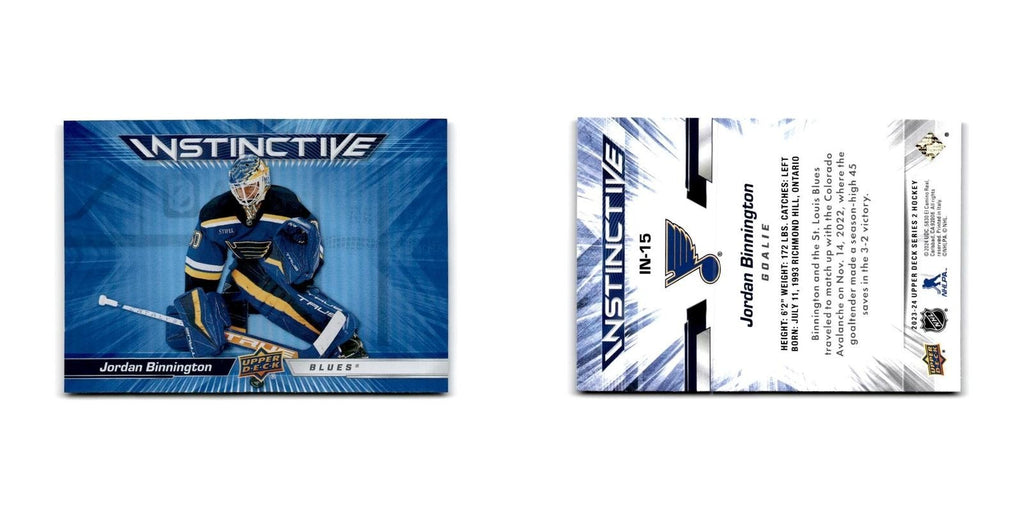 2023 Upper Deck Instinctive Jordan Binnington St. Louis Blues #IN-15
