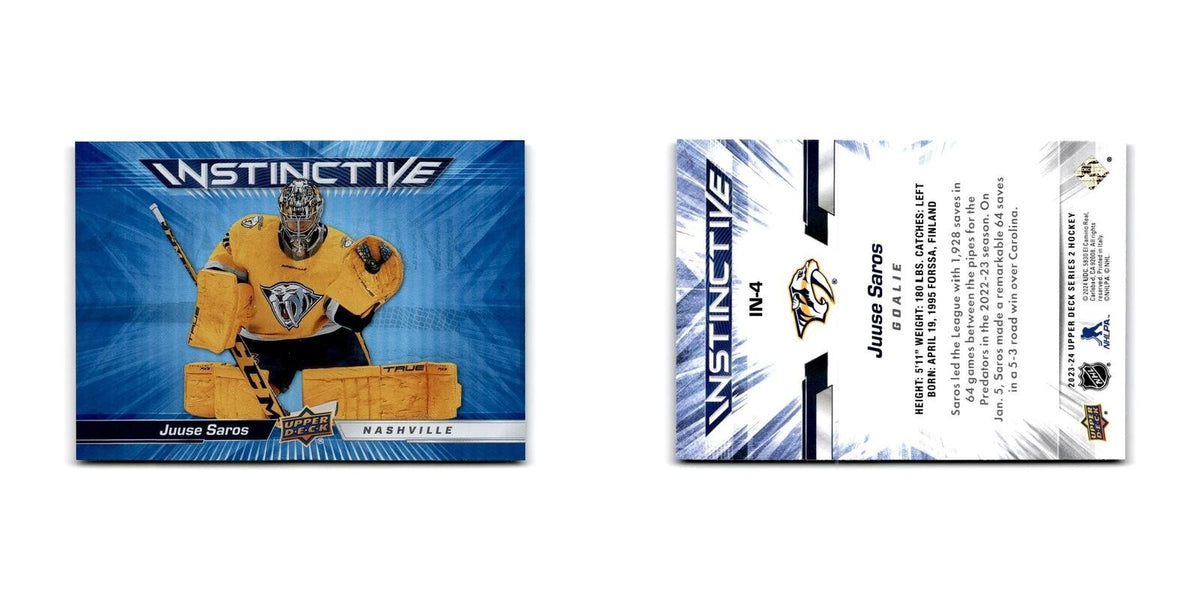 2023 Upper Deck Instinctive Juuse Saros Nashville Predators #IN-4