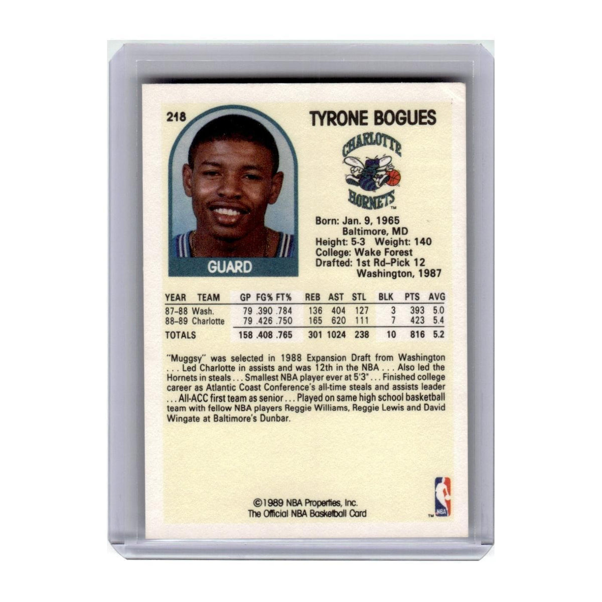 1989 Hoops Tyrone Bogues Hornets #218