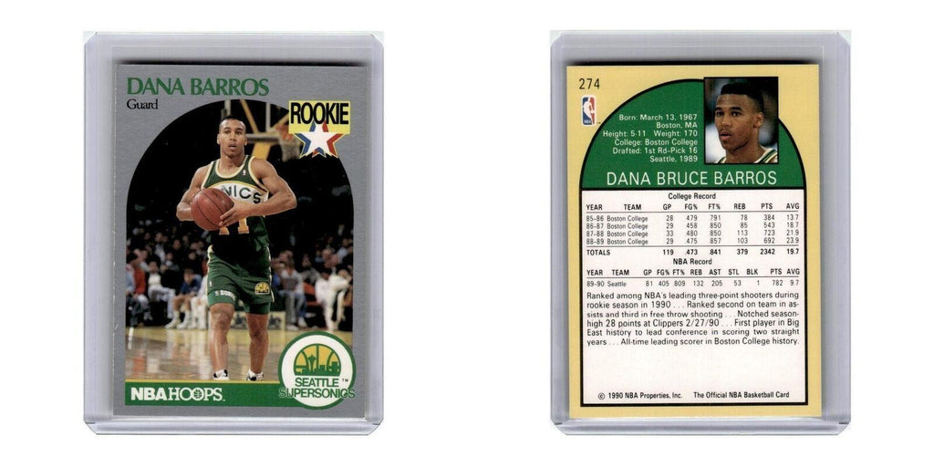 1990 Hoops Dana Barros RC Seattle SuperSonics #274