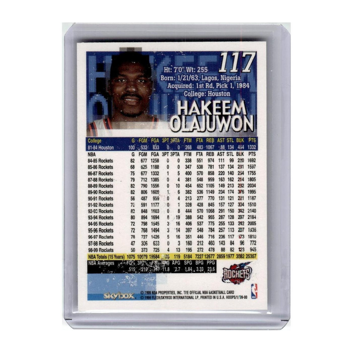 1999 Hoops Hakeem Olajuwon Rockets #117