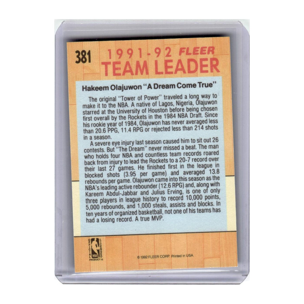 1991 Fleer Hakeem Olajuwon Rockets #381