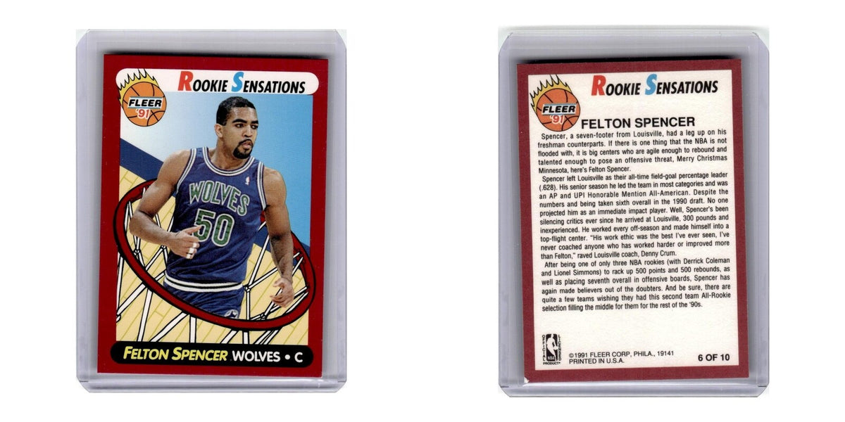 1991 Fleer Rookie Sensations Felton Spencer Timberwolves #6