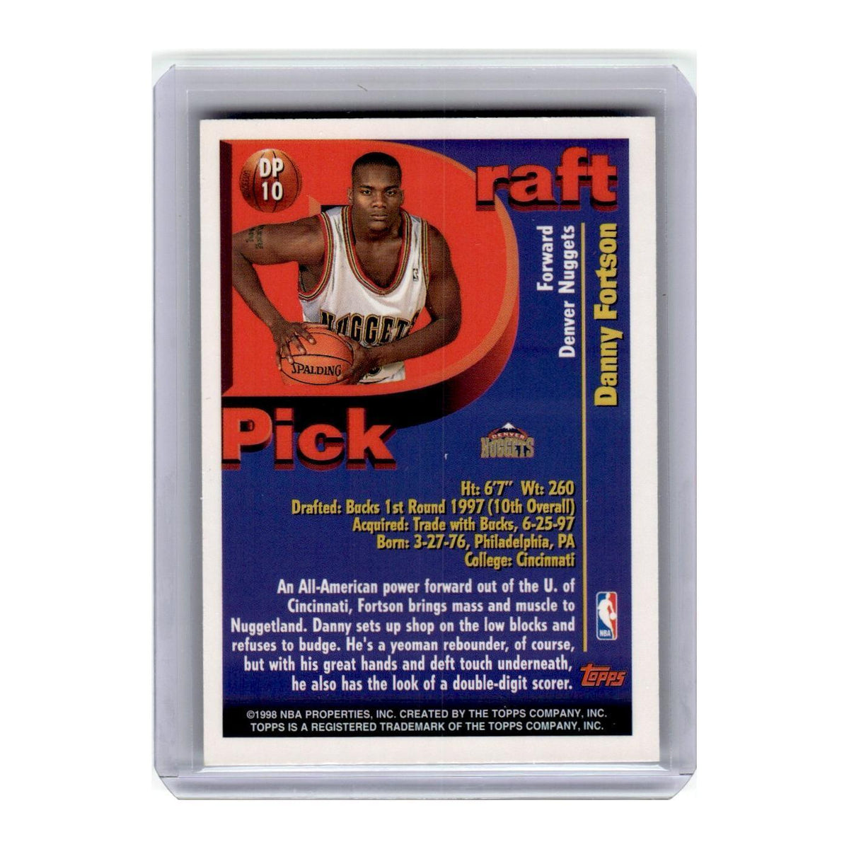 1998 Topps Danny Fortson Nuggets #DP10