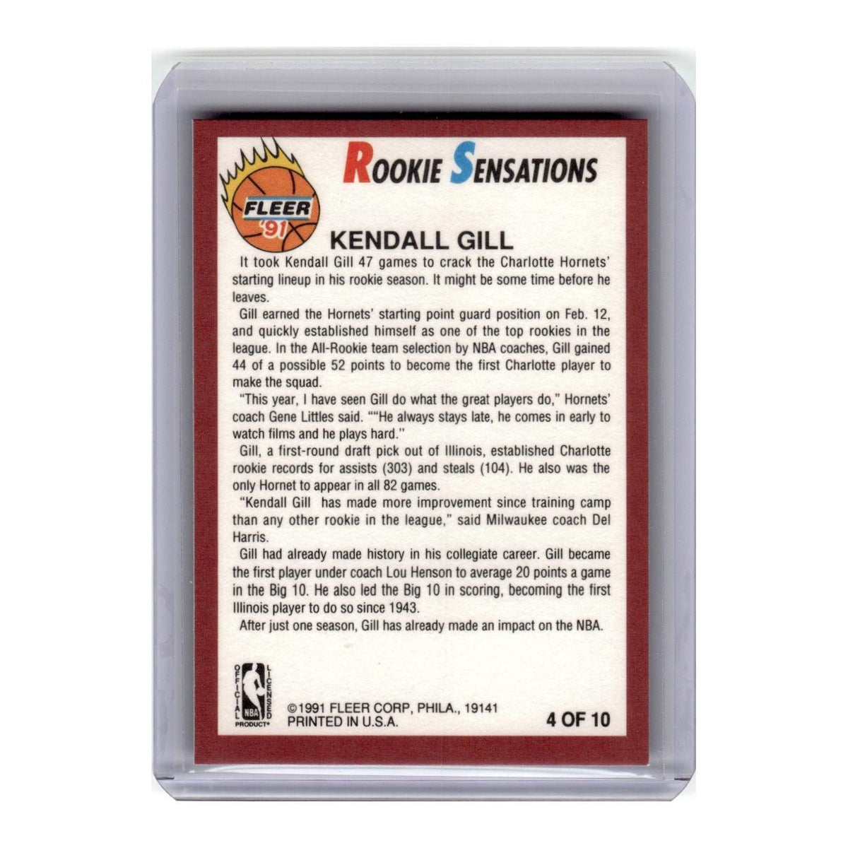 1991 Fleer Rookie Sensations Kendall Gill Hornets #4