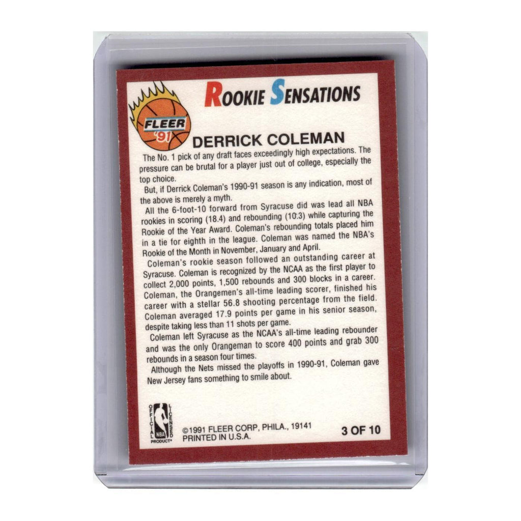 1991 Fleer Rookie Sensations Derrick Coleman Nets #3