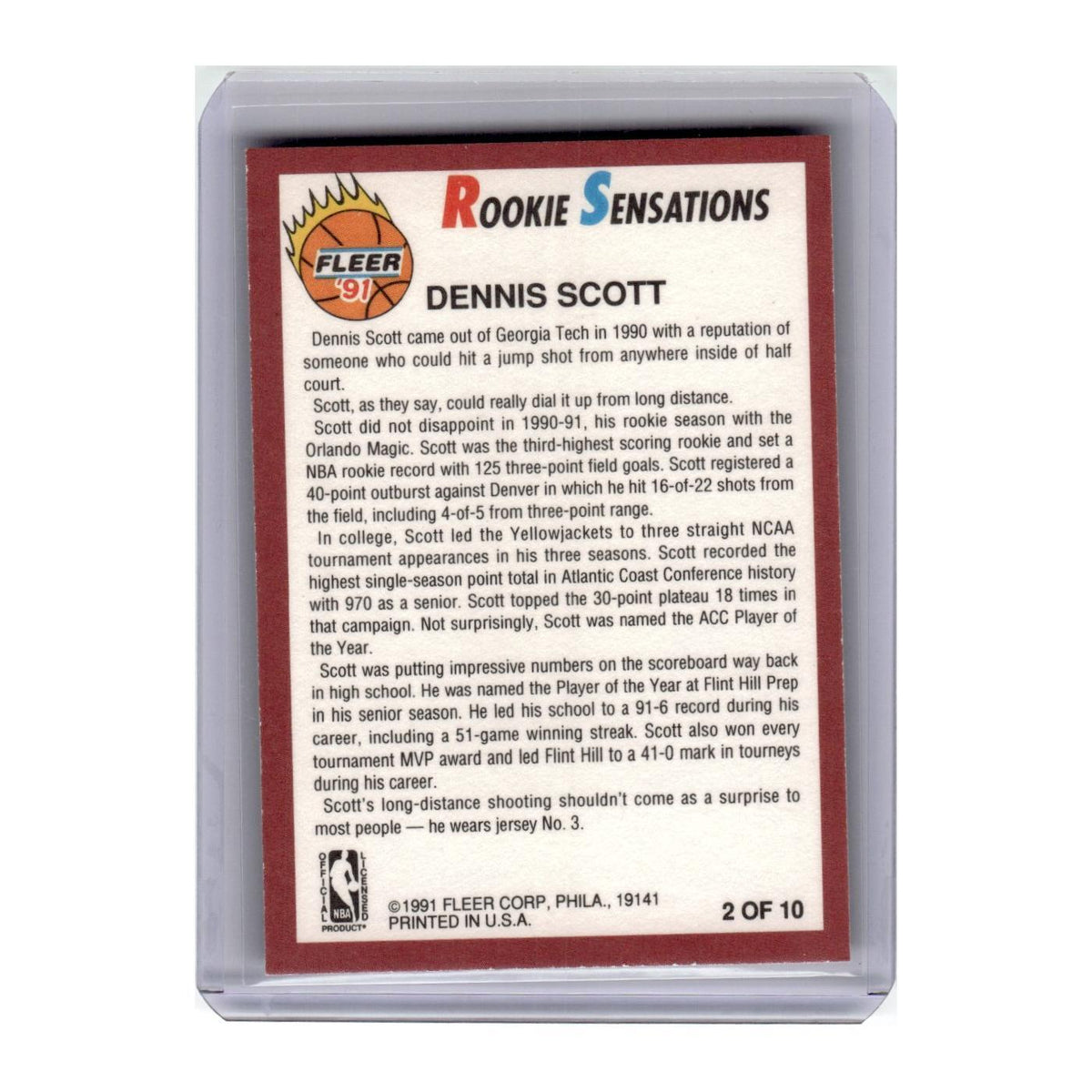 1991 Fleer Rookie Sensations Dennis Scott Magic #2