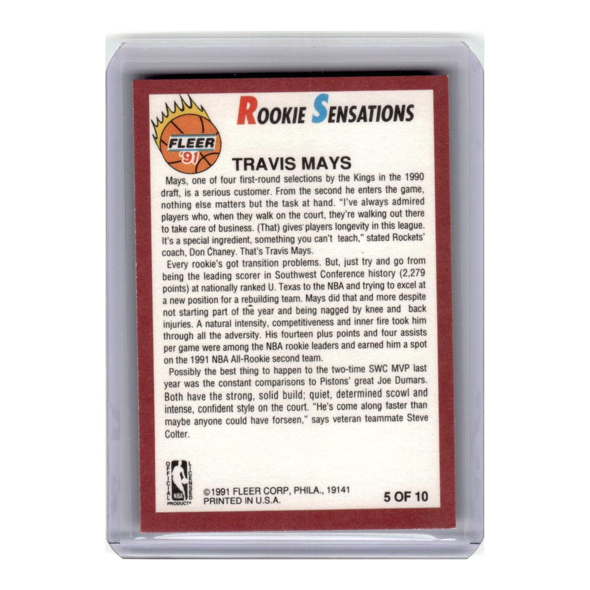 1991 Fleer Rookie Sensations Travis Mays Hawks #5