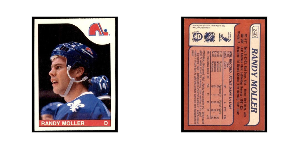 Randy Moller 1985 O-Pee-Chee #240 Quebec Nordiques Hockey Card NM
