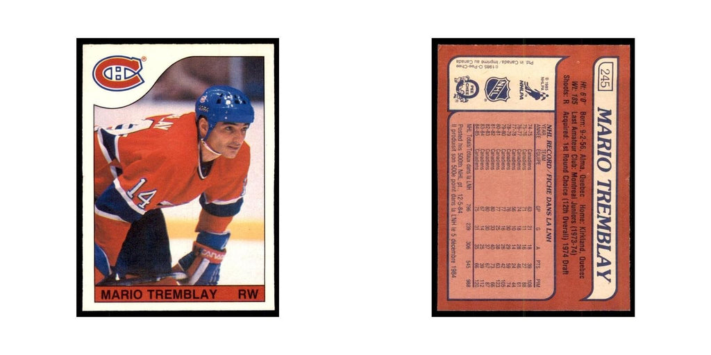 Mario Tremblay 1985 O-Pee-Chee #245 Montreal Canadiens Hockey Card NM