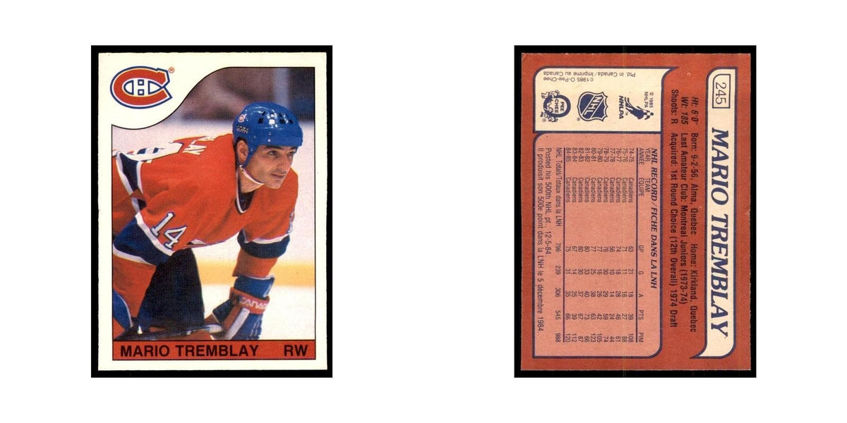 Mario Tremblay 1985 O-Pee-Chee #245 Montreal Canadiens Hockey Card NM