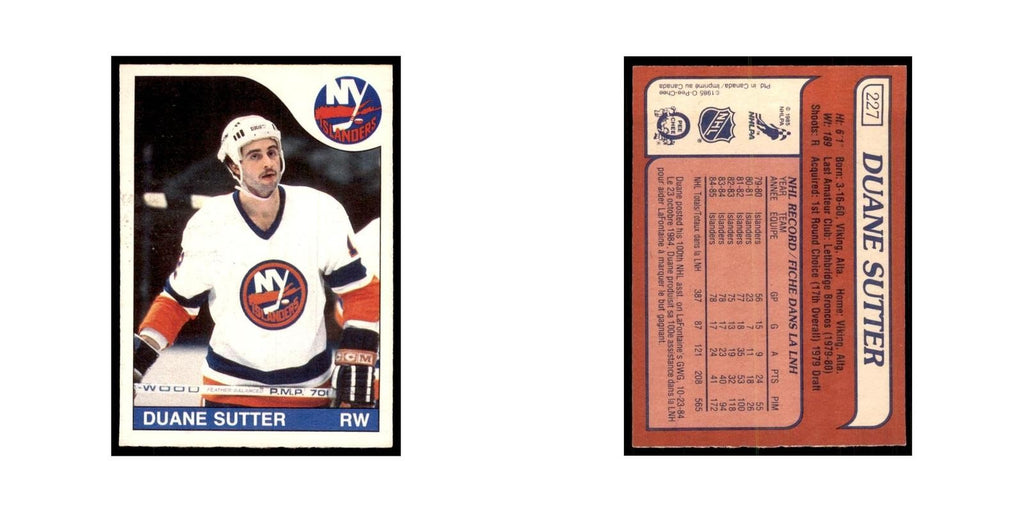 Duane Sutter 1985 O-Pee-Chee #227 New York Islanders Hockey Card NM