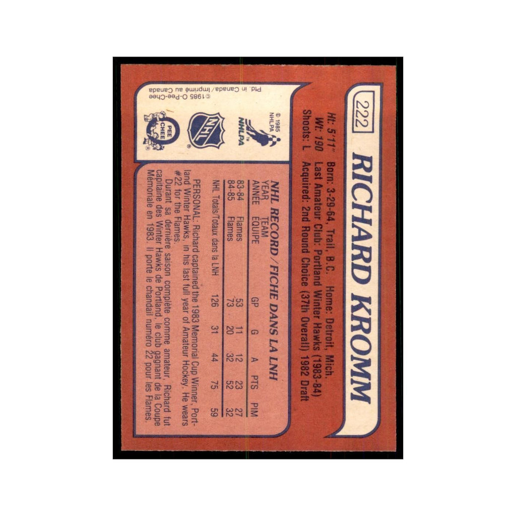 Richard Kromm 1985 O-Pee-Chee #222 Calgary Flames Hockey Card NM