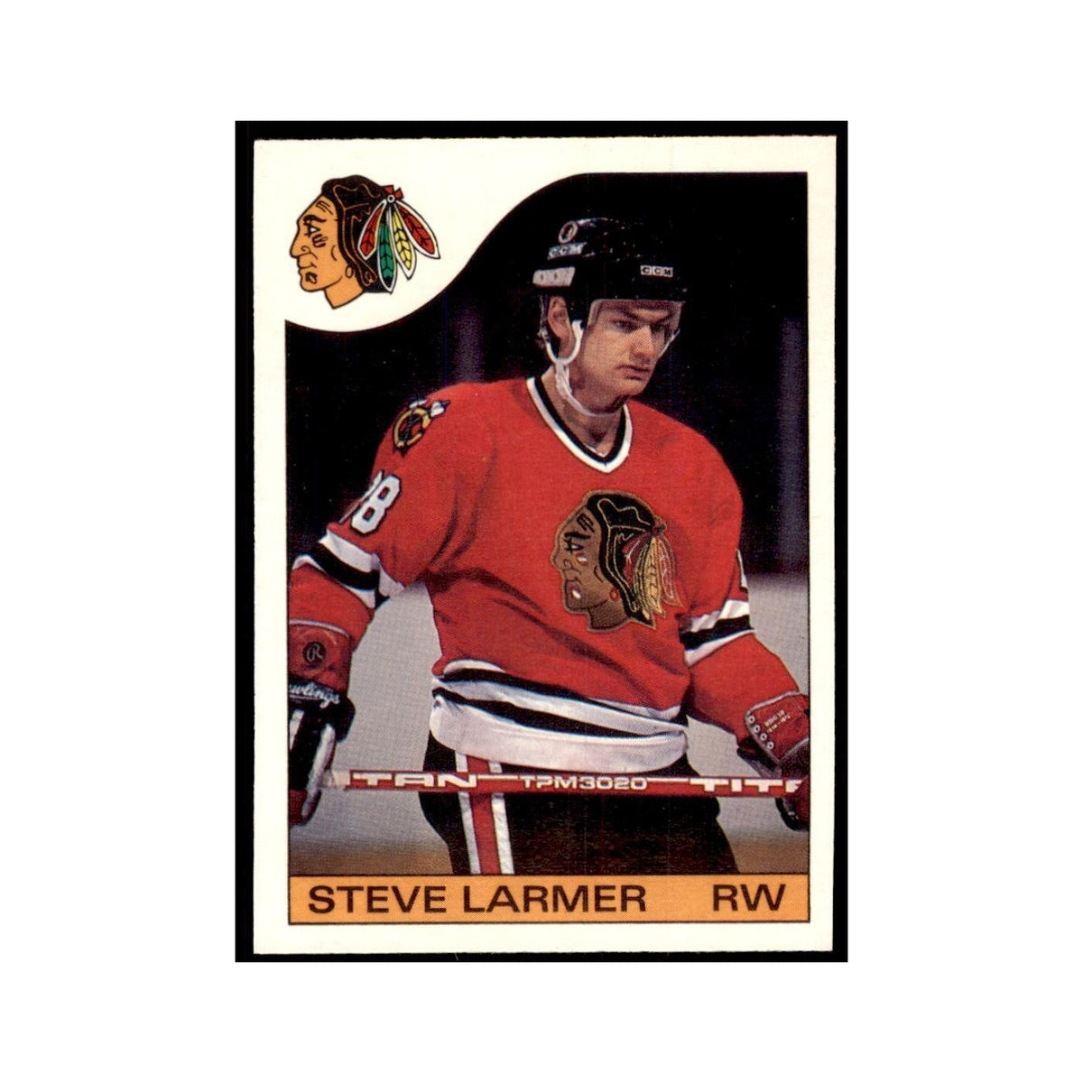 Steve Larmer 1985 O-Pee-Chee #132 Chicago Blackhawks Hockey Card NM