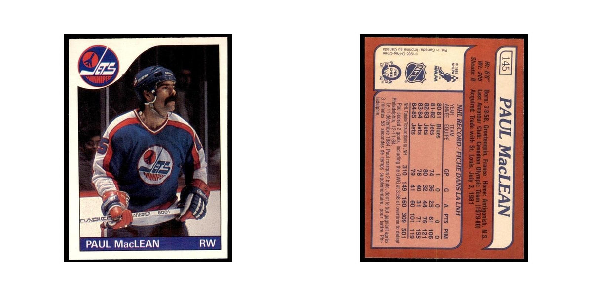 Paul MacLean 1985 O-Pee-Chee #145 Winnipeg Jets Hockey Card NM