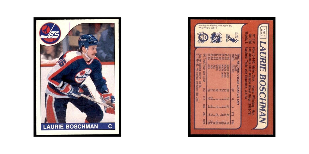 Laurie Boschman 1985 O-Pee-Chee #251 Winnipeg Jets Hockey Card NM