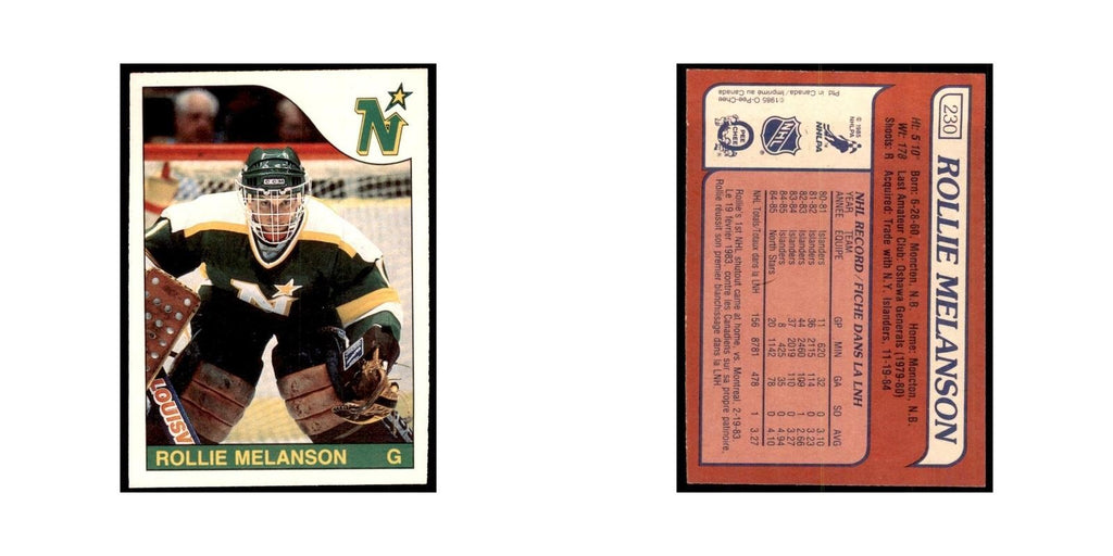 Rollie Melanson 1985 O-Pee-Chee #230 Minnesota North Stars Hockey Card NM