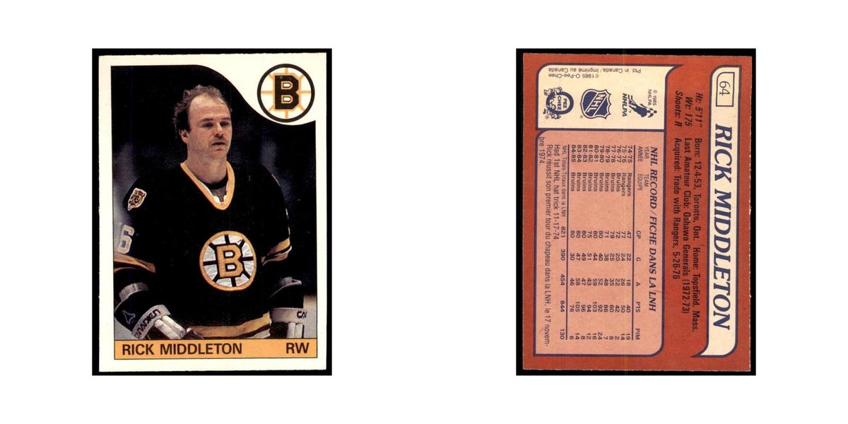 Rick Middleton 1985 O-Pee-Chee #64 Boston Bruins Hockey Card NM