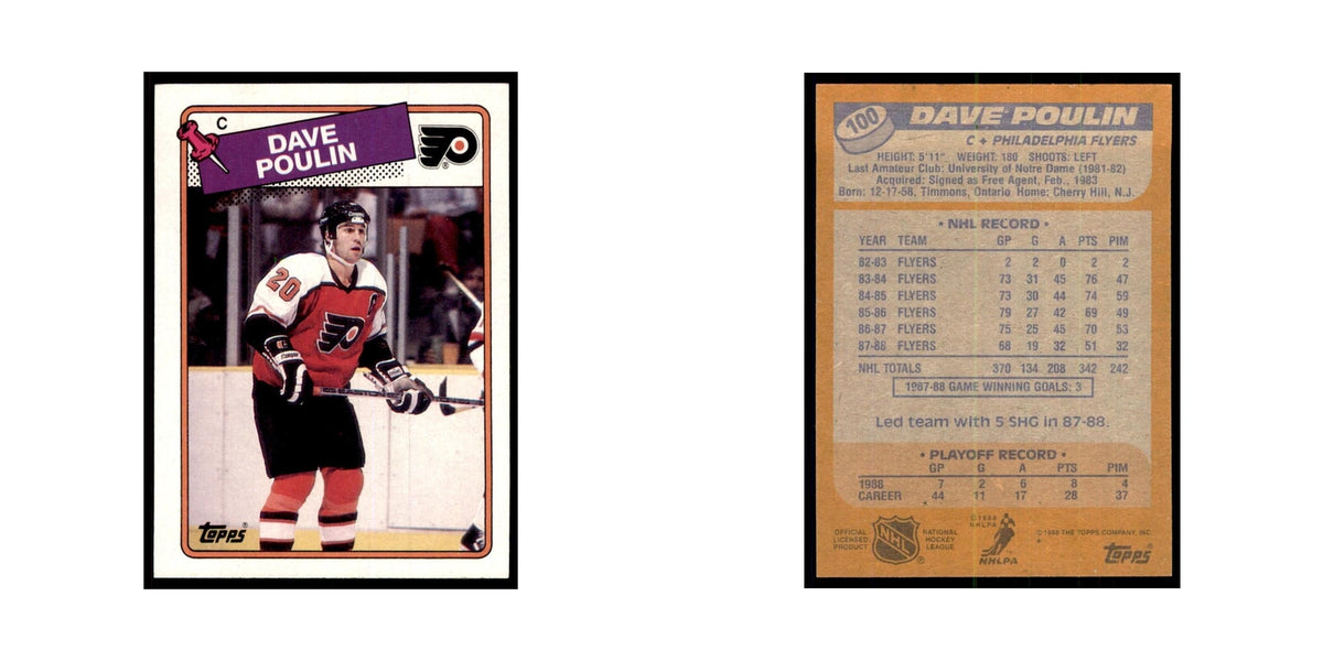 Dave Poulin 1988 Topps #100 Philadelphia Flyers Hockey Card NM