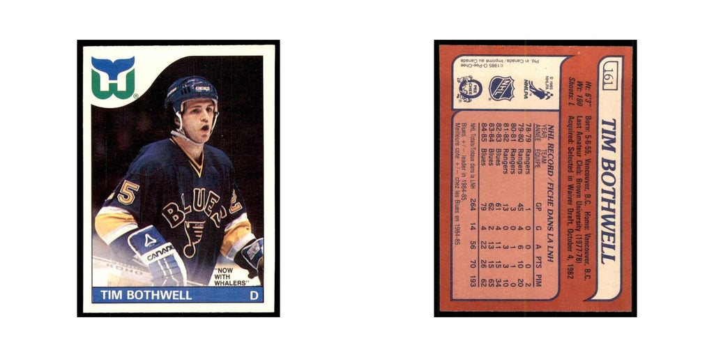 Tim Bothwell 1985 O-Pee-Chee #161 Hartford Whalers Hockey Card NM