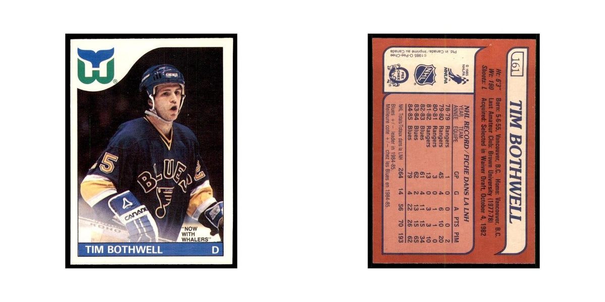 Tim Bothwell 1985 O-Pee-Chee #161 Hartford Whalers Hockey Card NM