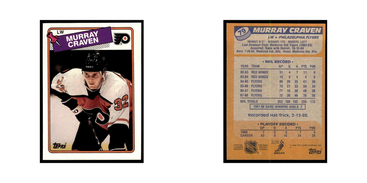 Murray Craven 1988 Topps #79 Philadelphia Flyers Hockey Card NM