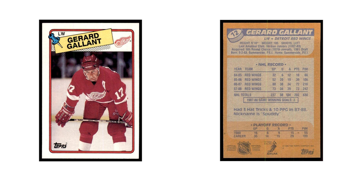 Gerard Gallant 1988 Topps #12 Detroit Red Wings Hockey Card NM