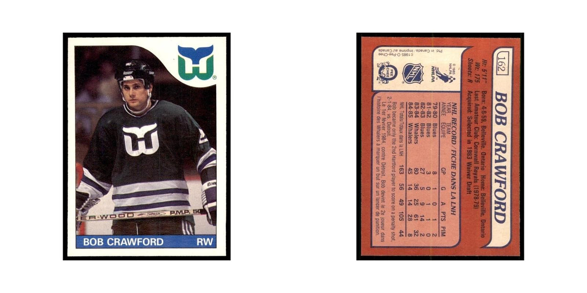Bob Crawford 1985 O-Pee-Chee #162 Hartford Whalers Hockey Card NM