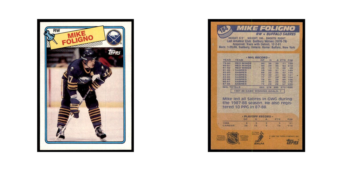 Mike Foligno 1988 Topps #184 Buffalo Sabres Hockey Card NM