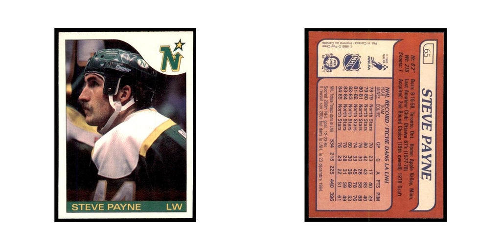 Steve Payne 1985 O-Pee-Chee #65 Minnesota North Stars Hockey Card NM