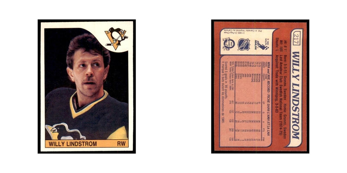 Willy Lindstrom 1985 O-Pee-Chee #217 Pittsburgh Penguins Hockey Card NM