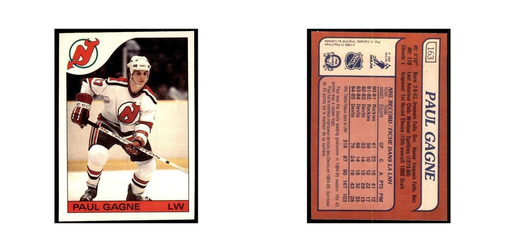 Paul Gagne 1985 O-Pee-Chee #163 New Jersey Devils Hockey Card NM