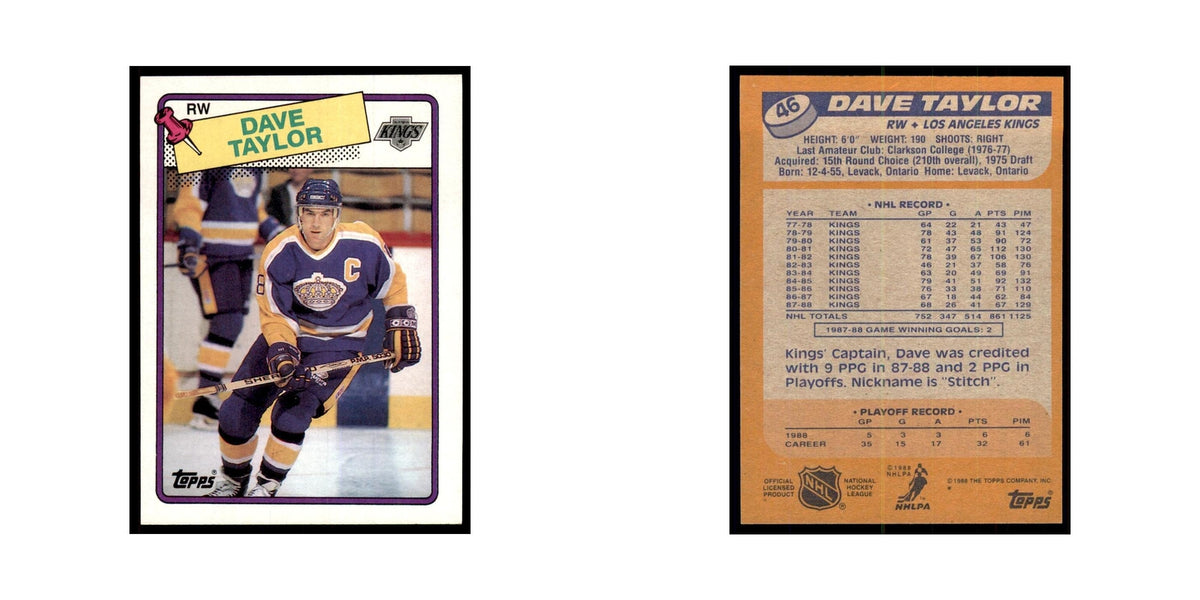 Dave Taylor 1988 Topps #46 Los Angeles Kings Hockey Card NM