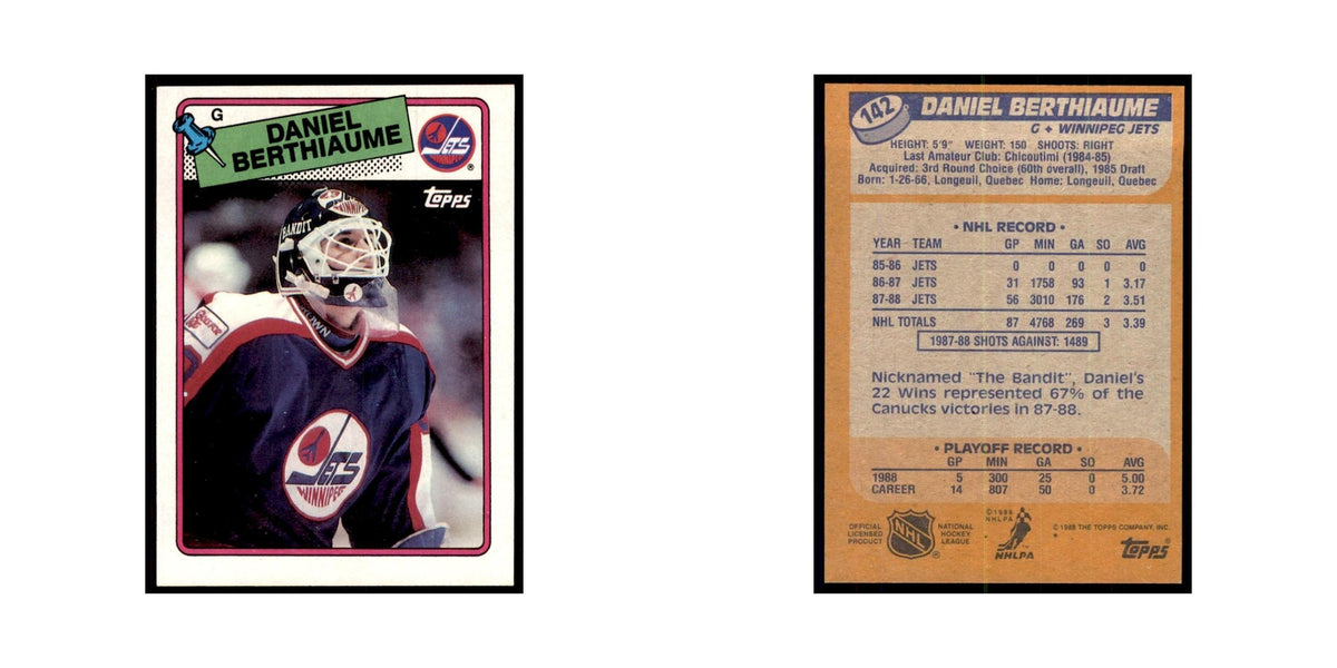 Daniel Berthiaume 1988 Topps #142 Winnipeg Jets Hockey Card NM