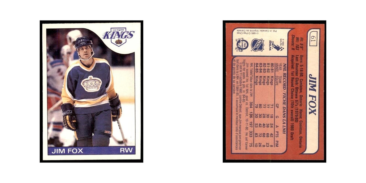 Jim Fox 1985 O-Pee-Chee #61 Los Angeles Kings Hockey Card NM