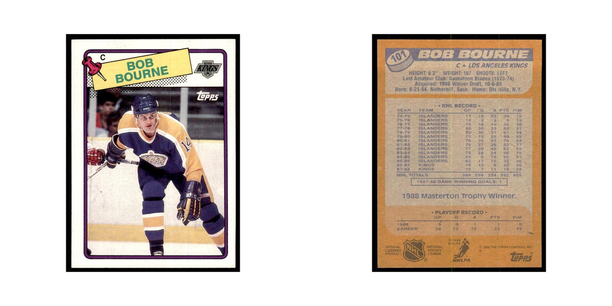 Bob Bourne 1988 Topps #101 Los Angeles Kings Hockey Card NM