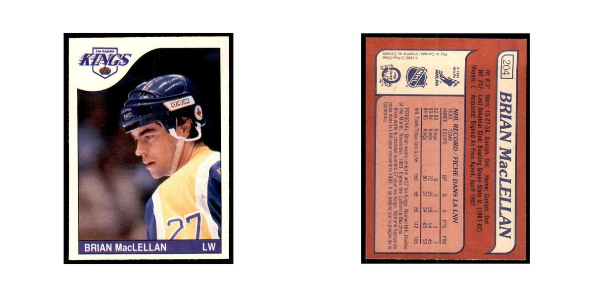 Brian MacLellan 1985 O-Pee-Chee #204 Los Angeles Kings Hockey Card NM