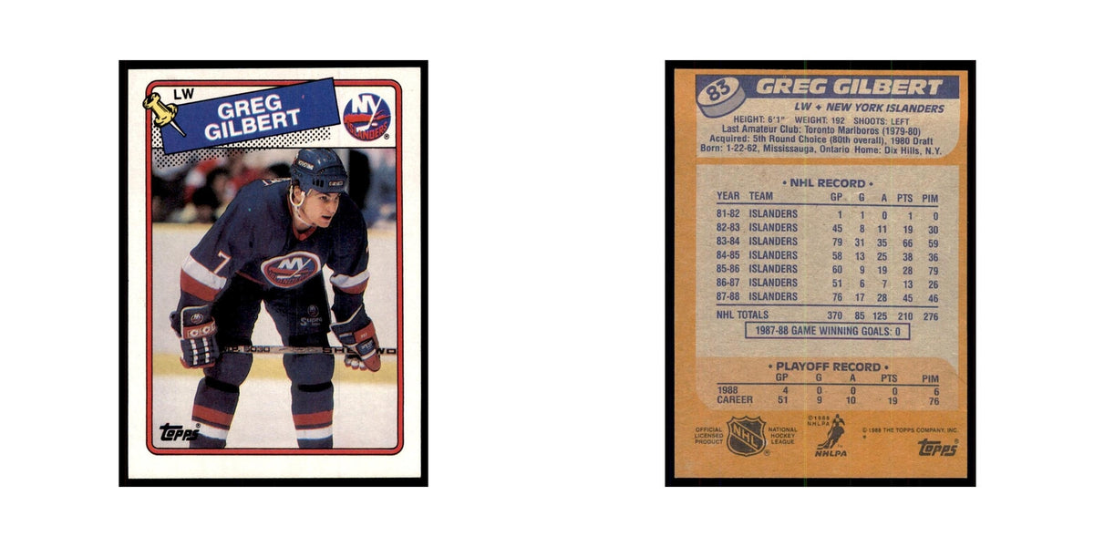 Greg Gilbert 1988 Topps #83 New York Islanders Hockey Card NM