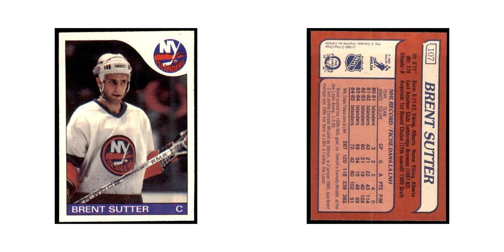 Brent Sutter 1985 O-Pee-Chee #107 New York Islanders Hockey Card NM