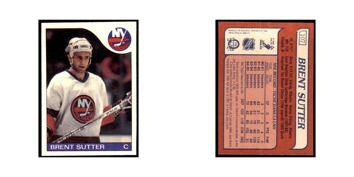 Brent Sutter 1985 O-Pee-Chee #107 New York Islanders Hockey Card NM