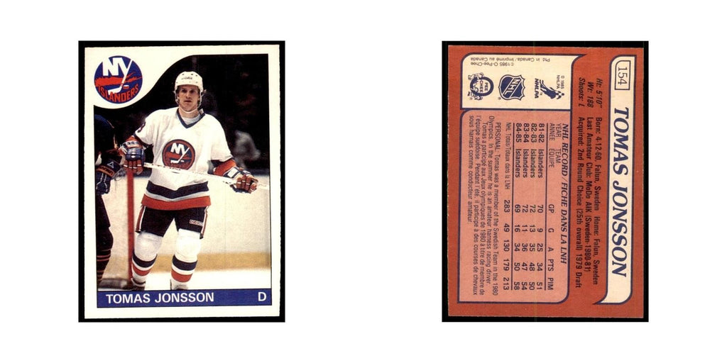 Tomas Jonsson 1985 O-Pee-Chee #154 New York Islanders Hockey Card NM