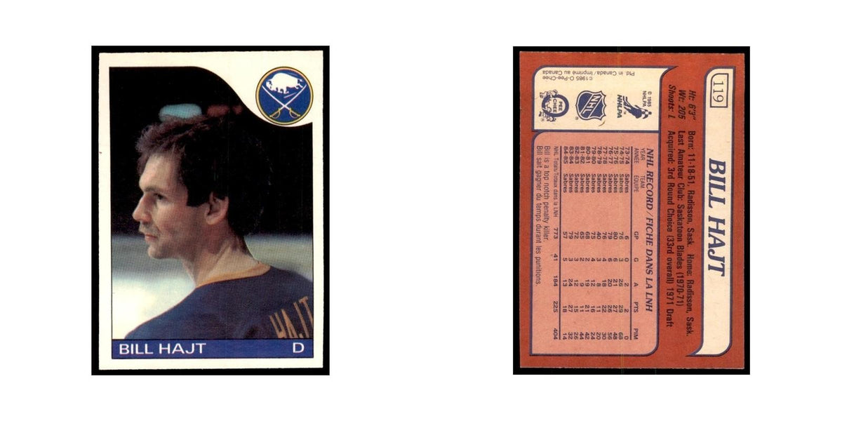 Bill Hajt 1985 O-Pee-Chee #119 Buffalo Sabres Hockey Card NM