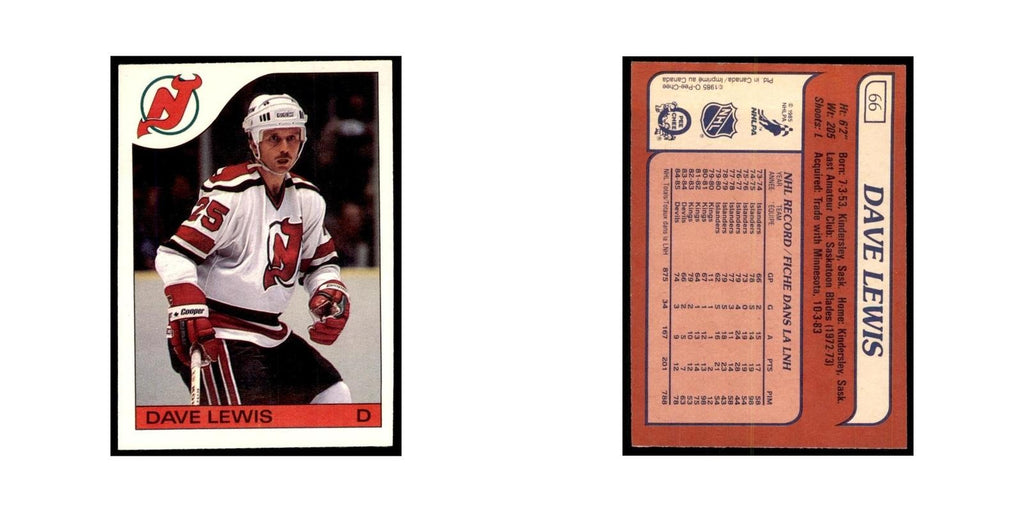 Dave Lewis 1985 O-Pee-Chee #66 New Jersey Devils Hockey Card NM