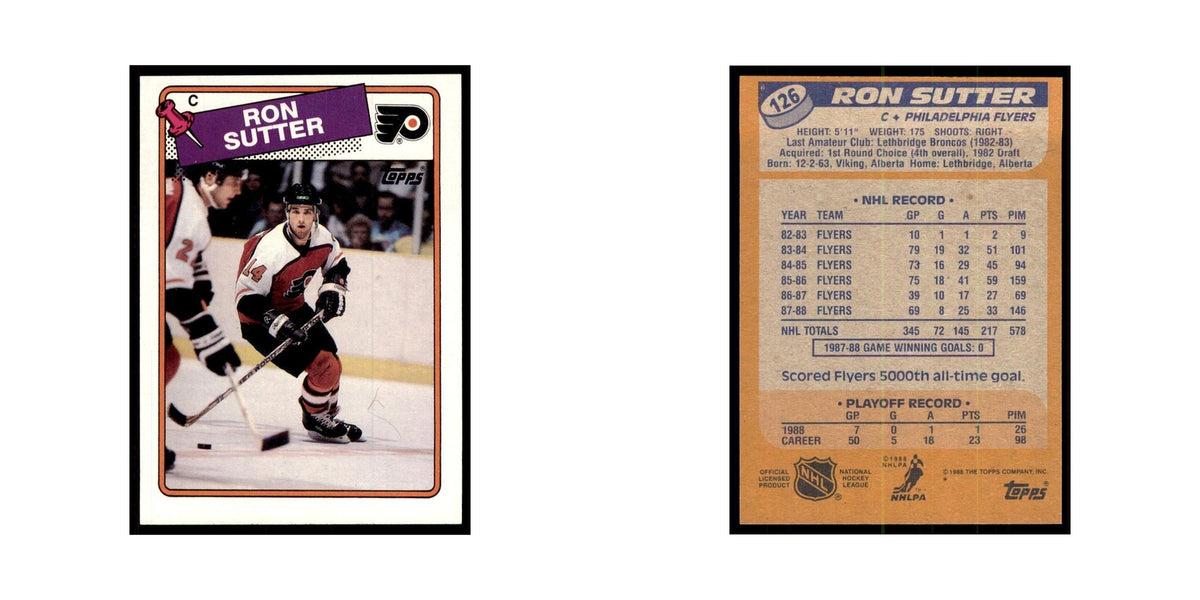 Ron Sutter 1988 Topps #126 Philadelphia Flyers Hockey Card NM