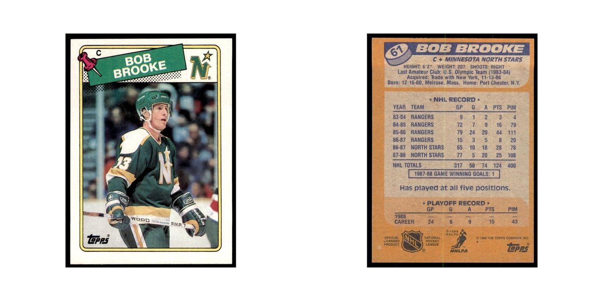 Bob Brooke 1988 Topps #61 Minnesota North Stars Hockey Card NM