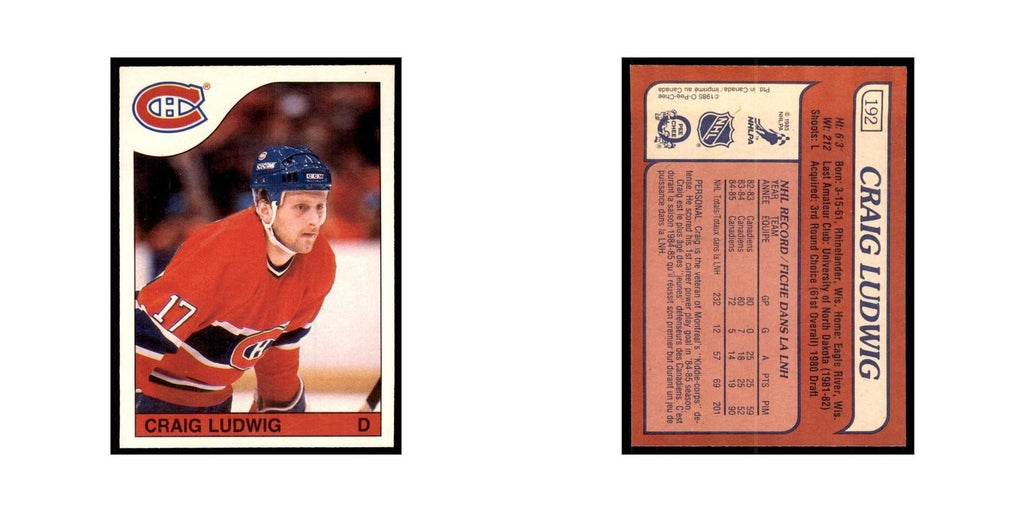 Craig Ludwig 1985 O-Pee-Chee #192 Montreal Canadiens Hockey Card NM