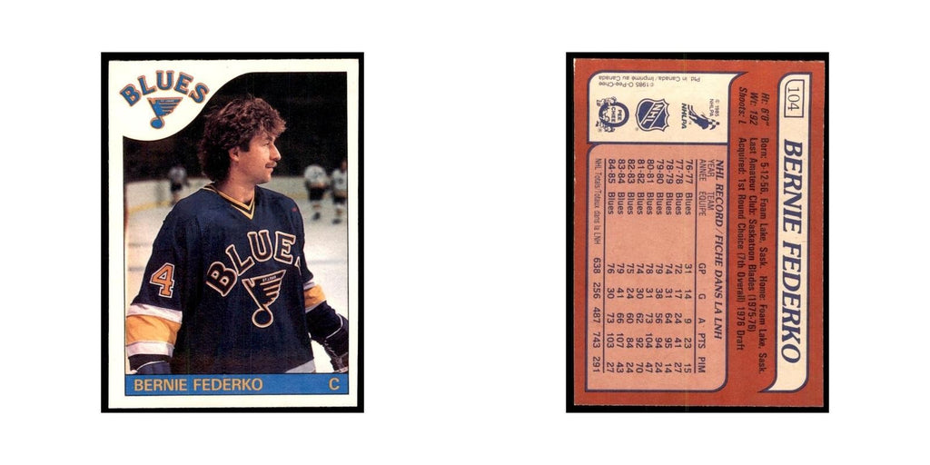 Bernie Federko 1985 O-Pee-Chee #104 St. Louis Blues Hockey Card NM