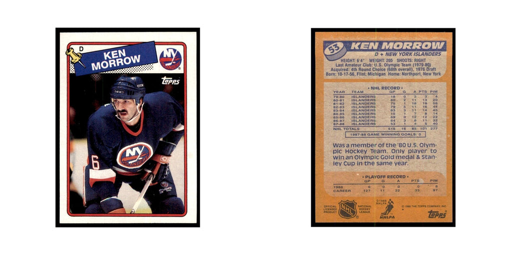Ken Morrow 1988 Topps #53 New York Islanders Hockey Card NM