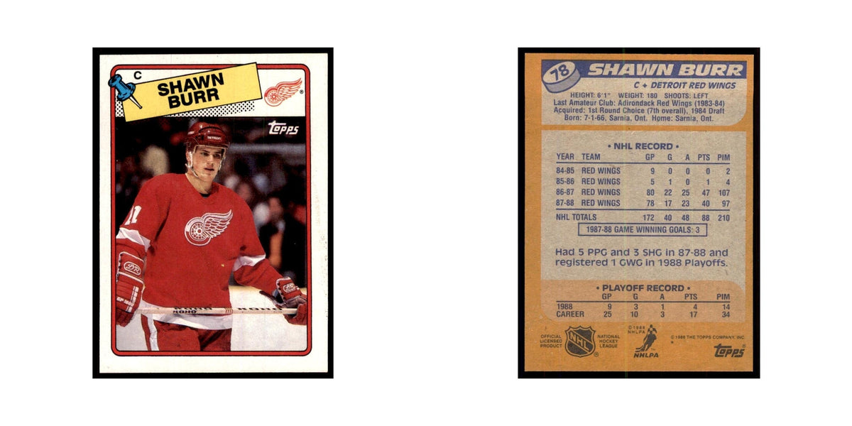 Shawn Burr 1988 Topps #78 Detroit Red Wings Hockey Card NM