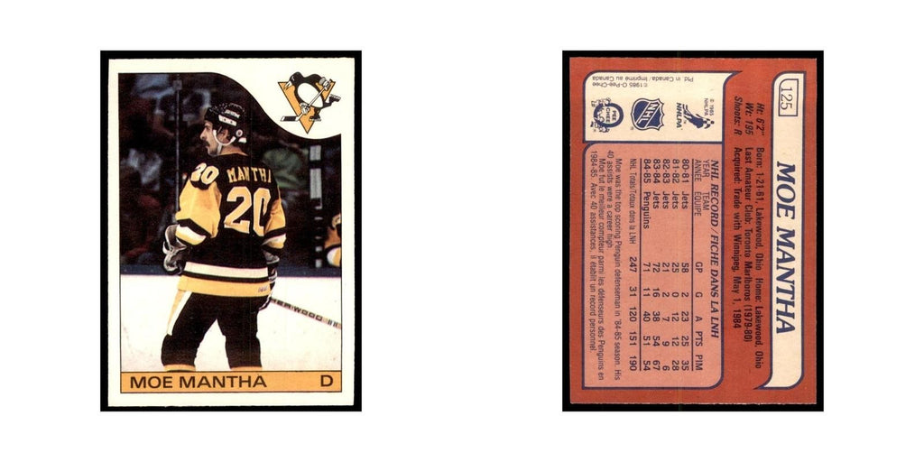 Moe Mantha 1985 O-Pee-Chee #125 Pittsburgh Penguins Hockey Card NM